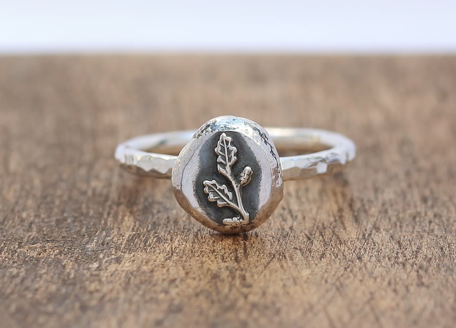 Oak Leaf Ring - Sterling Silver Leaf Ring - Silver Oak Leaf Ring