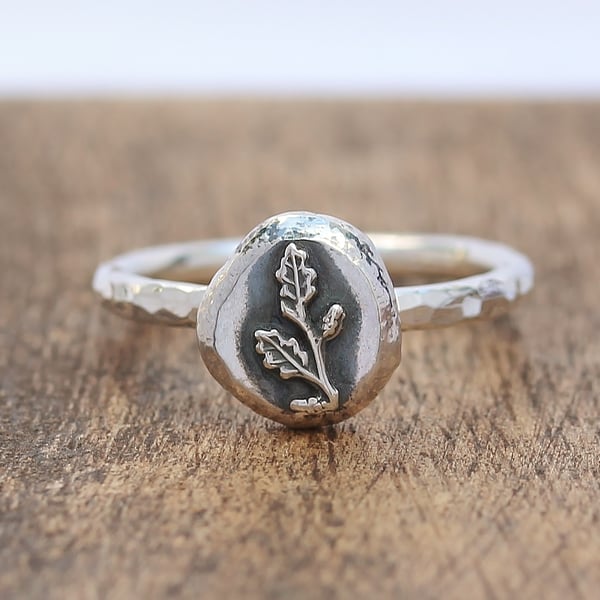Oak Leaf Ring - Sterling Silver Leaf Ring - Silver Oak Leaf Ring