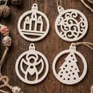 Handmade Christmas Tree Decorations – Set of 4 White Baubles