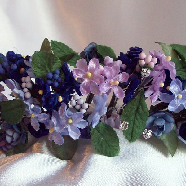 Purple and Blue Floral Tiara