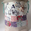 Lovely Large cotton and Linen patchwork project bag.