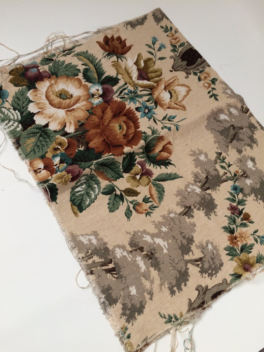  Fabric remnant - vintage floral upholstery cotton