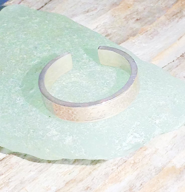 Handmade Sterling Silver Patterned Open Ring UK size N (RGSSOPN1) - UK Free Post