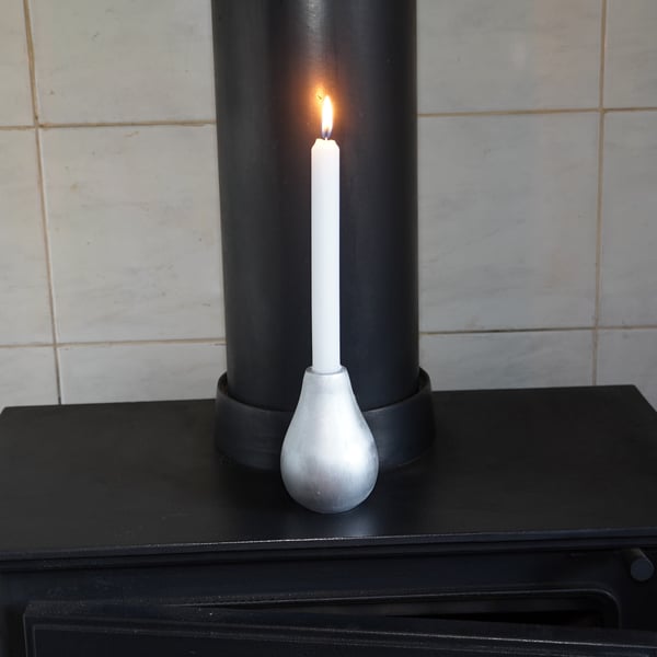 Turned wooden candle holder