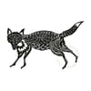Original lino cut print "Garden Fox in Black"