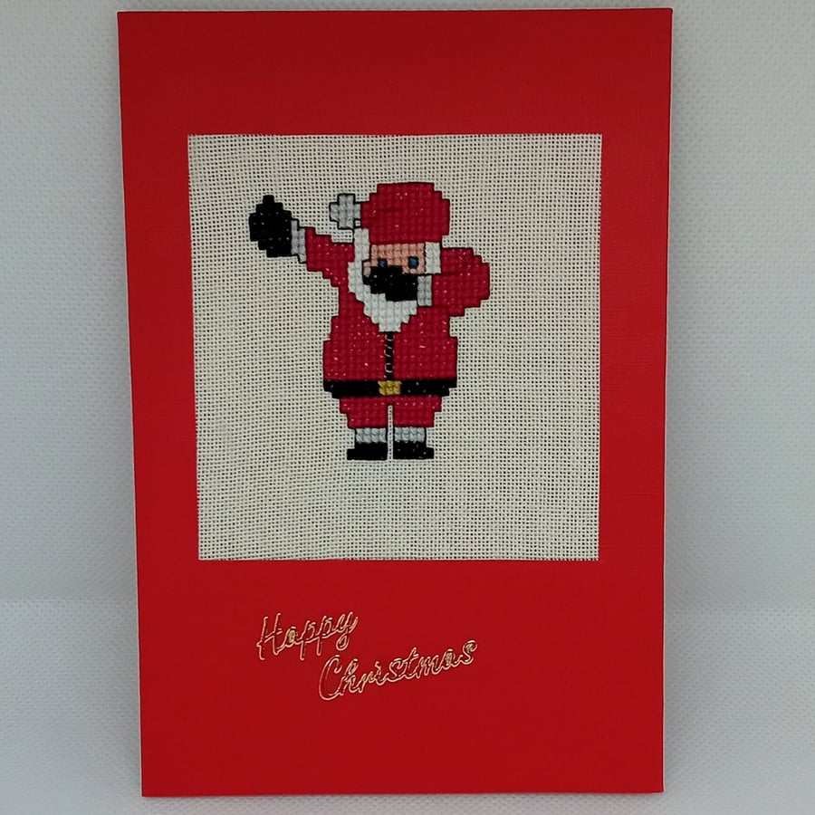 Handmade Christmas Greetings Card with Envelope - Cross Stitch