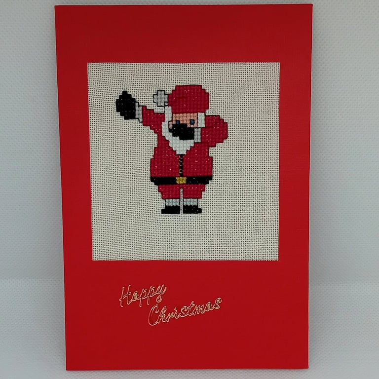 Handmade Christmas Greetings Card with Envelope - Cross Stitch