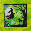 Witch & Cat Halloween Kit Art Quilt Panel