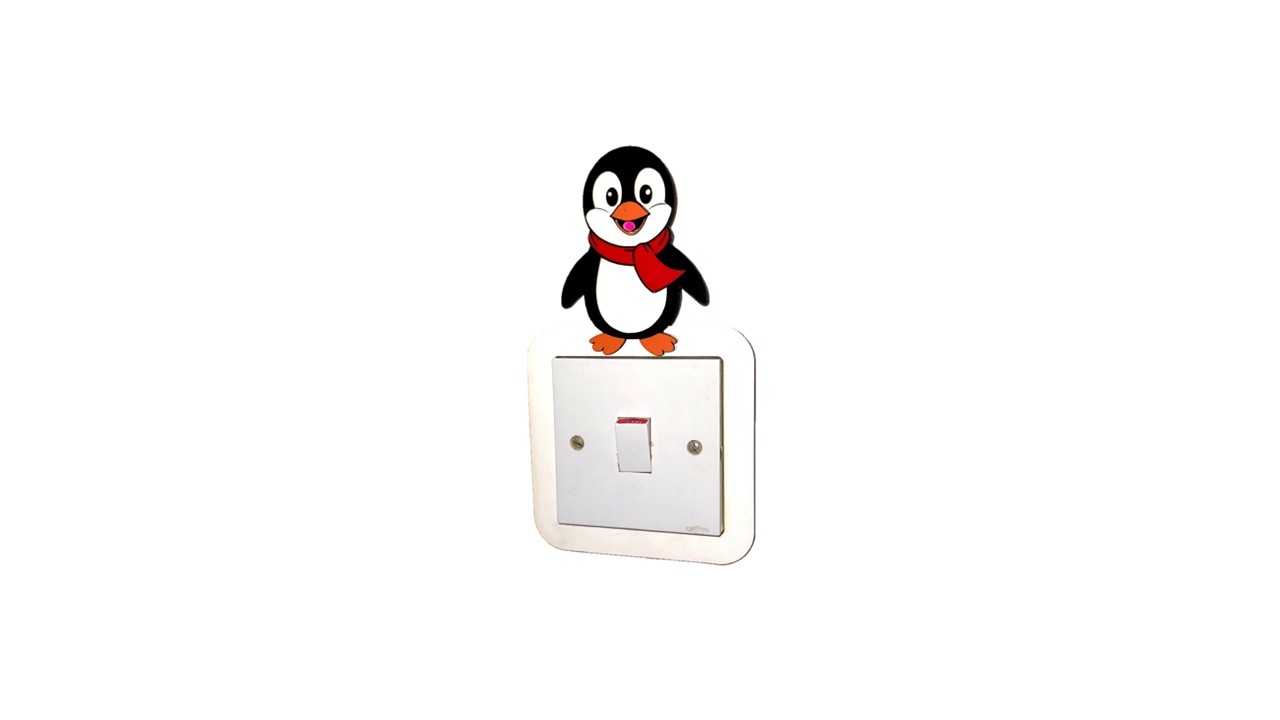 Penguin Light Switch Surround: Plywood Kids Bedroom Decor