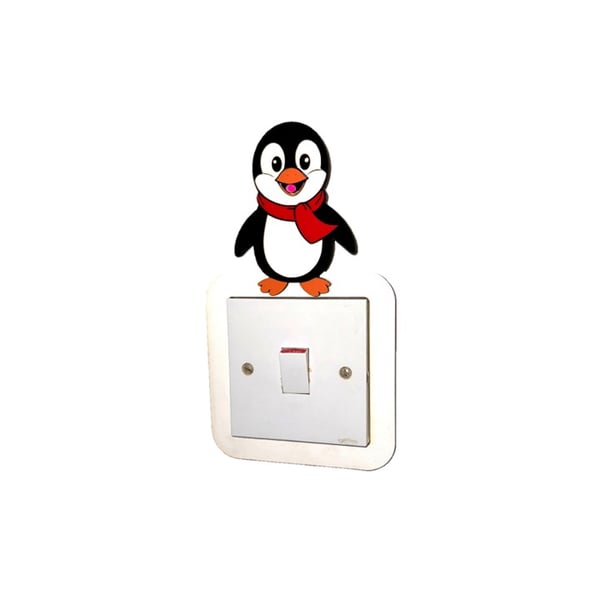 Penguin Light Switch Surround: Plywood Kids Bedroom Decor - FREE UK SHIPPING