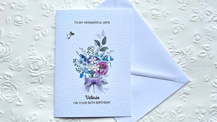 Handmade Personalised Birthday Card for Mum, Daughter, Wife, Sister C643