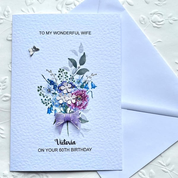 Handmade Personalised Birthday Card for Mum, Daughter, Wife, Sister C643