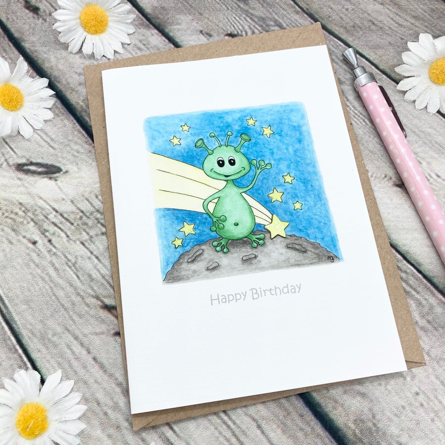 SECONDS SUNDAY - Little Alien Greetings Card - Happy Birthday 