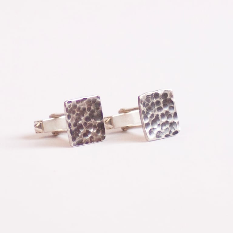 Hammered and oxidised sterling silver, cufflinks