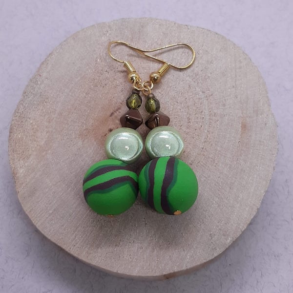 Bright green and chocolate earrings