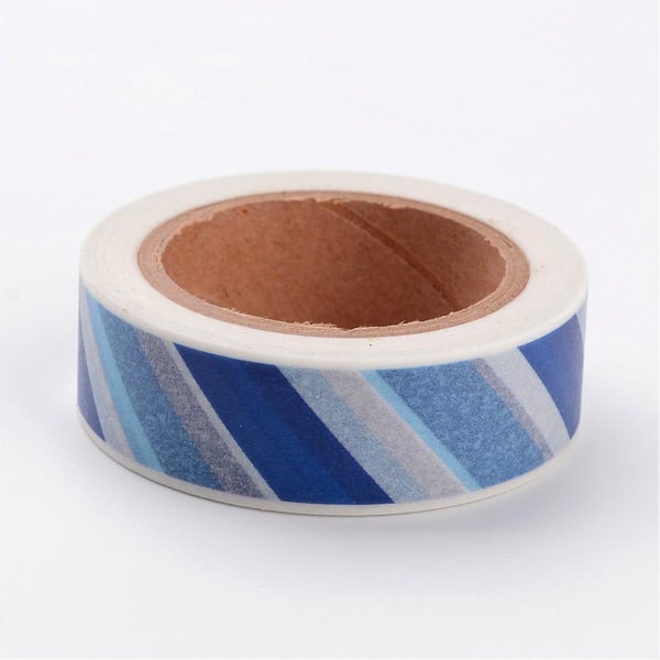 Blue Stripe, Shades of blue stripe, Decorative Washi Tape, Cards, Crafts, 10m