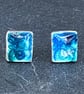 Enamel Studs, blue enamel studs, rectangle blue studs, sea studs, ocean studs,  - Image 9