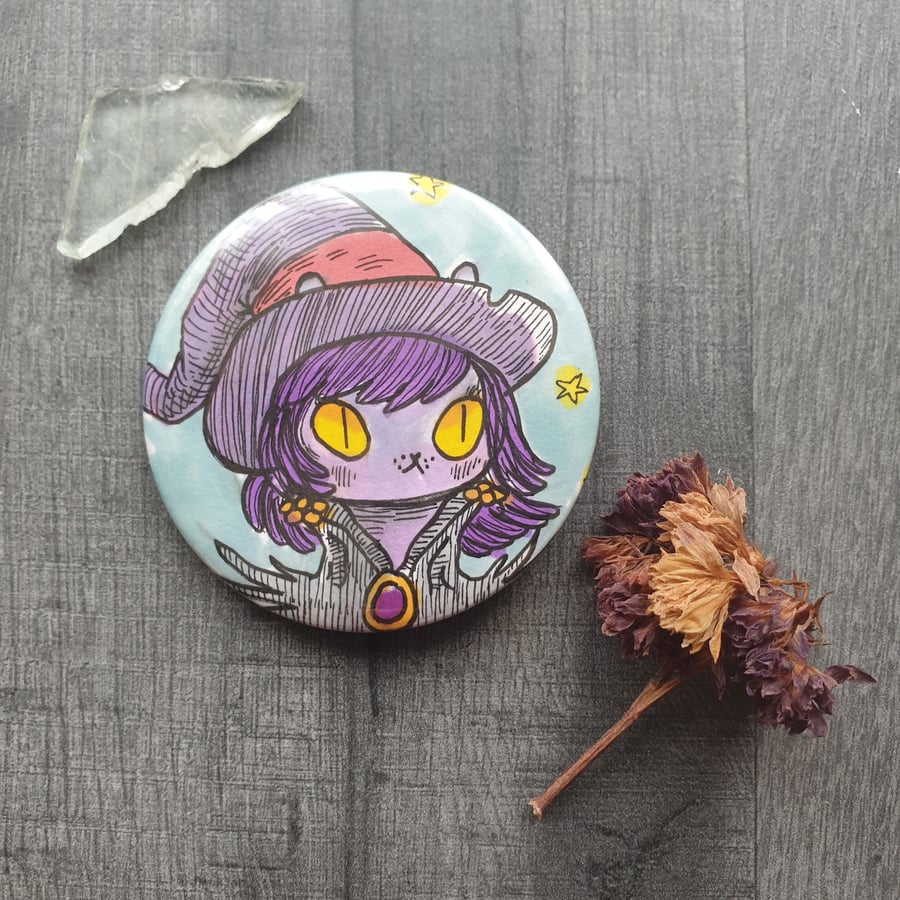 Cat Witch Hand Drawn Badge