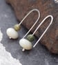Frosted Amazonite and Rhyolite bead drop earrings, silver threader bead earrings - Image 3