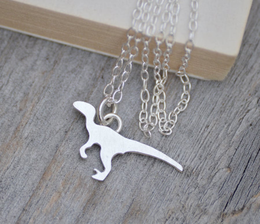 Velociraptor Necklace, Dinosaur Necklace In Sterling Silver