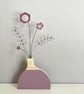 Forever flowers in wooden vase - Musk Pink