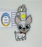 Embroidered Chihuahua Keyring silver - Image 1