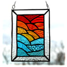  Stained Glass Suncatcher Sunset Ripples Handmade Sea Waves 