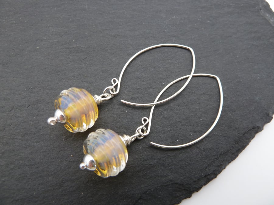 Sterling silver earrings, lampwork glass jewellery