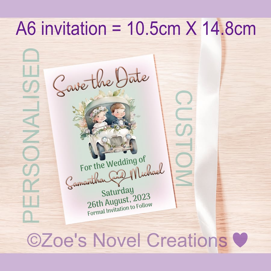 Save the Date Wedding Invitation Card (flat A6 card)