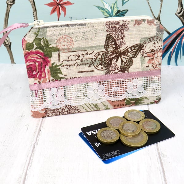  Large floral and lace coin purse