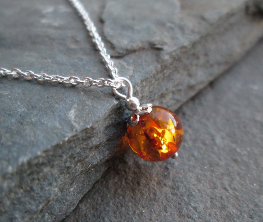 Amber Necklace - Amber Jewellery, Amber Pendant, Semi-Precious Stone