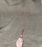 Beautiful wire wrapped grey pebble pendant on adjustable pink cord.   - Image 4