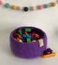 FELTED 'FUSSPOT'  BOWL , tray , desk tidy . Purple ( with button detail )  - Image 3