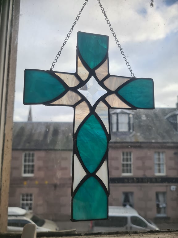 Celtic cross stained glass