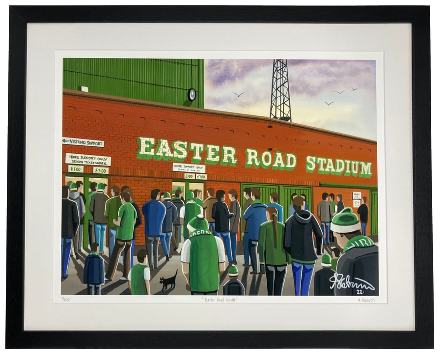 Hibernian F.C, Easter Road, Limited Edition Framed Art Print (20" x 16")