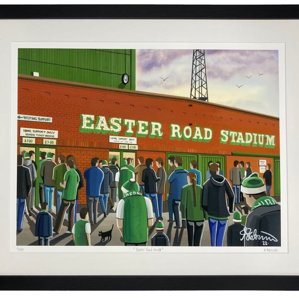 Hibernian F.C, Easter Road, Limited Edition Framed Art Print (20" x 16")