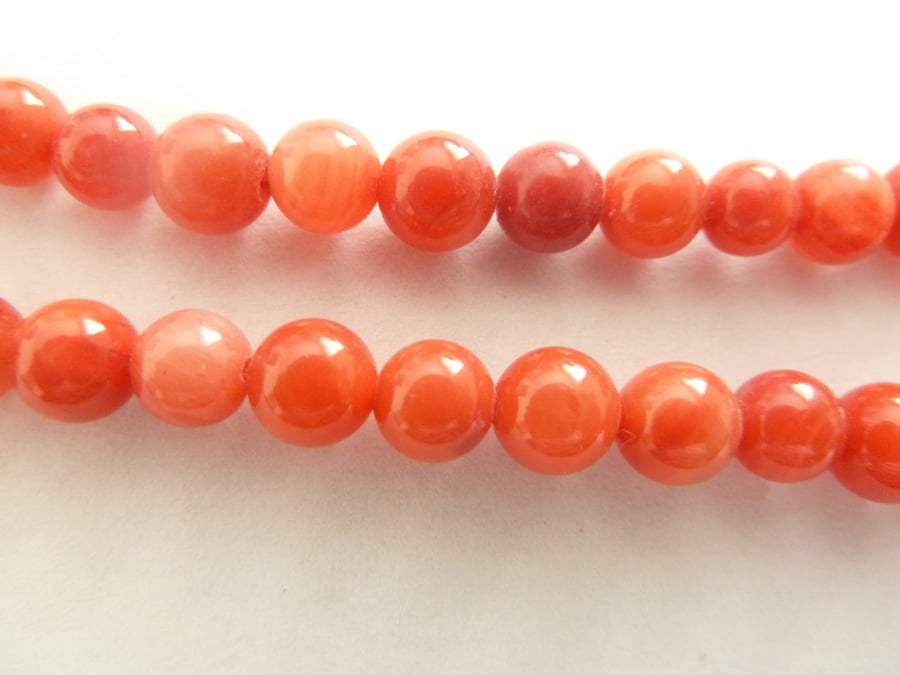 6mm red shell beads