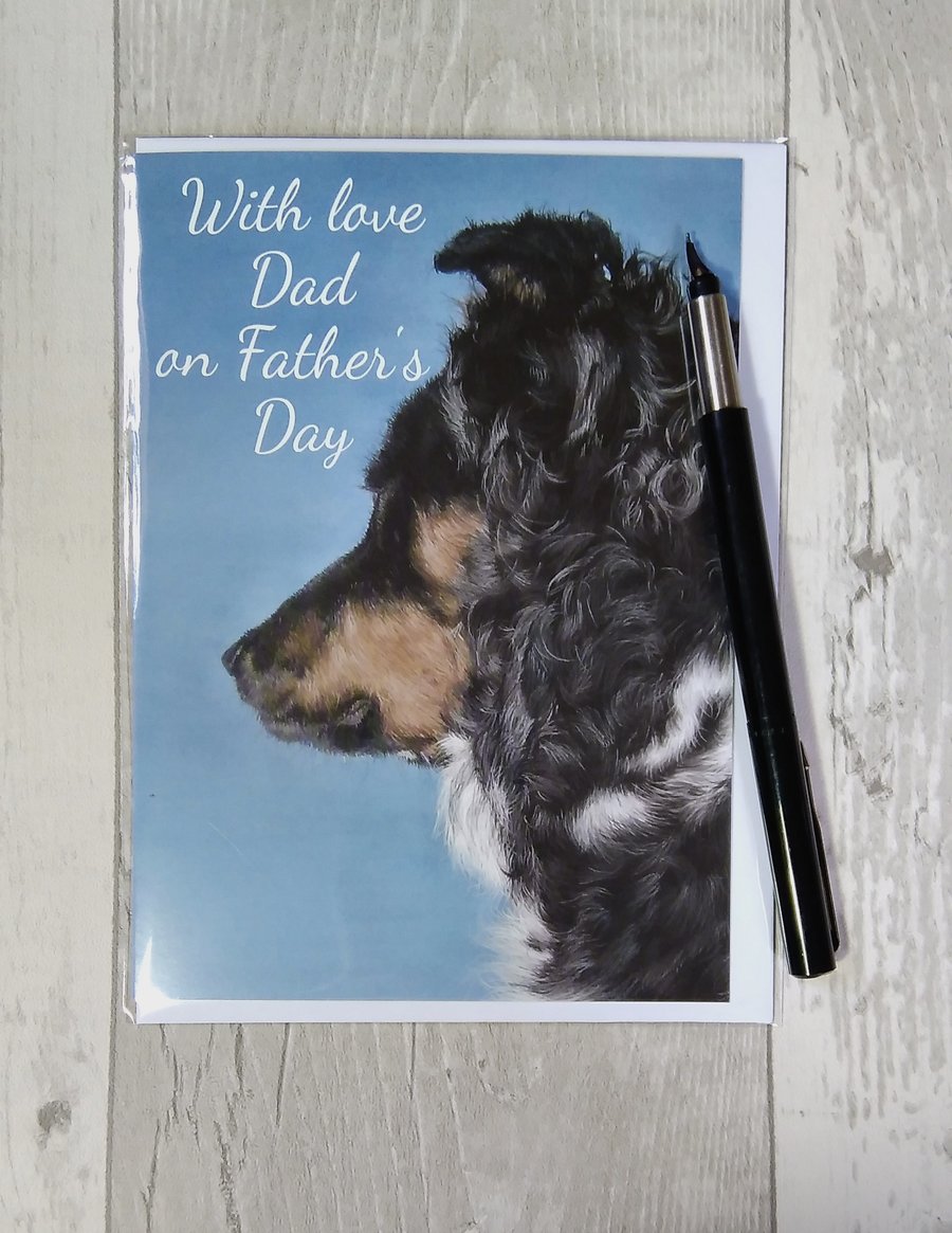 Father's Day card. Border Collie. Dad card. Greetings card. Printed card.