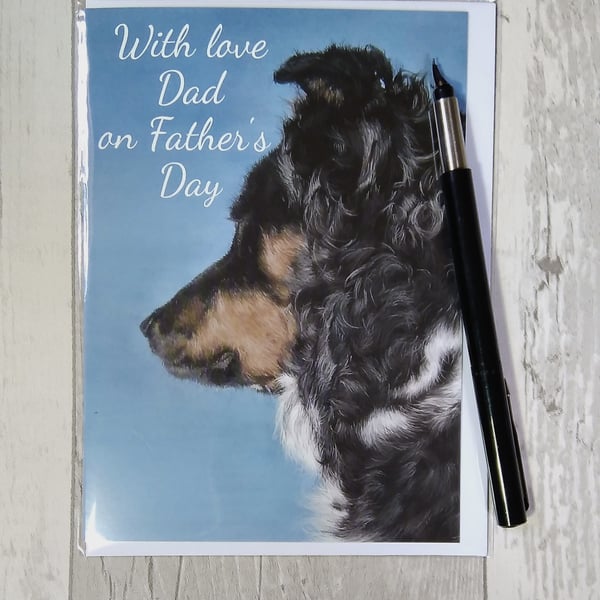 Father's Day card. Border Collie. Dad card. Greetings card. Printed card.