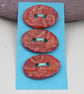 3 Medium Oval Bright Copper Brocade Pattern Ceramic Buttons - Image 1