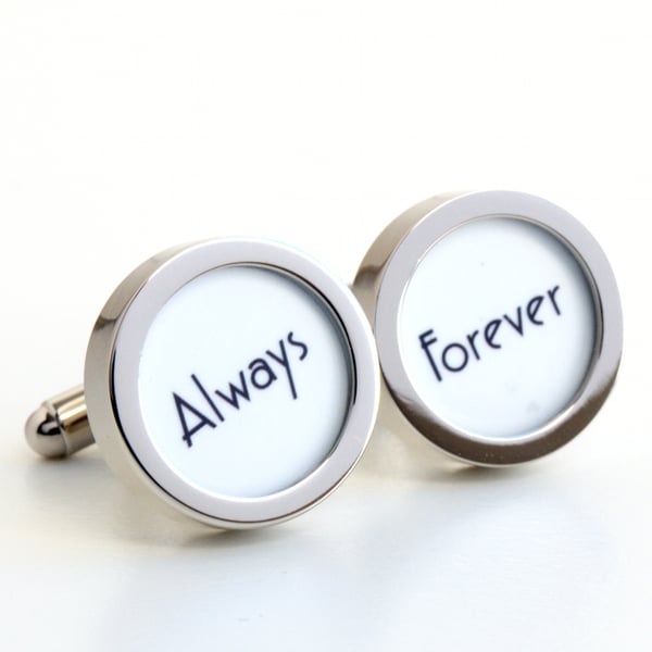 Always and Forever Cufflinks for Weddings and Special Someone, 1920s Lettering