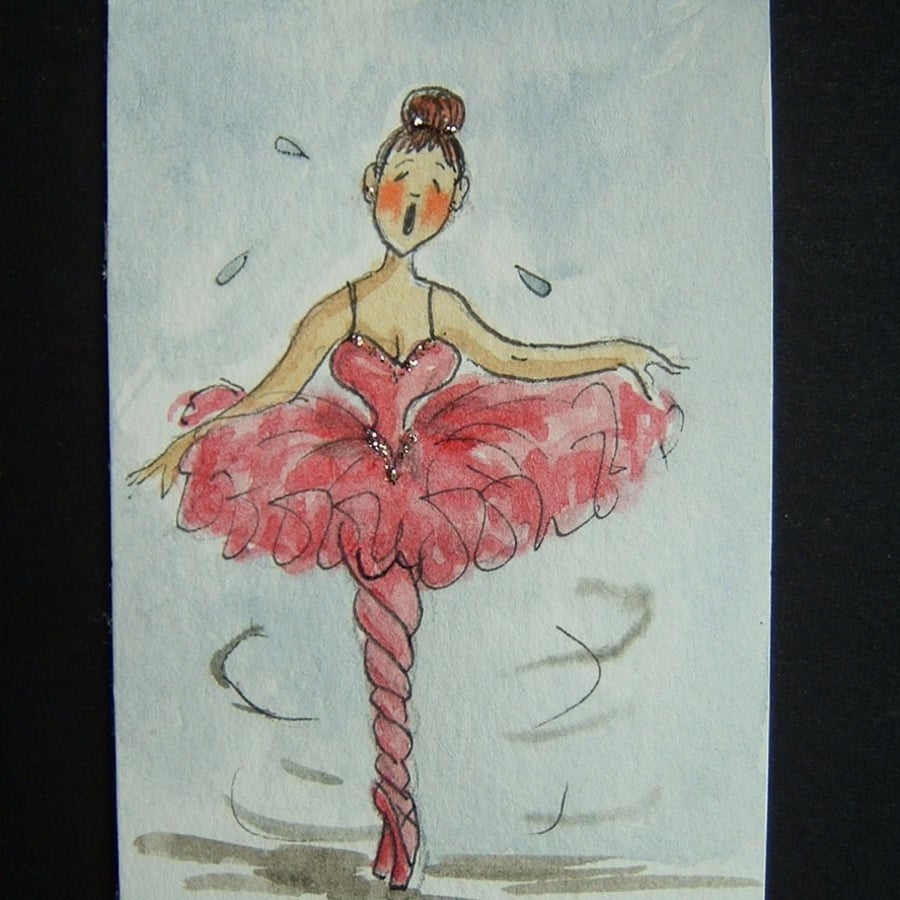 ballet dancer aceo original art painting ref 234