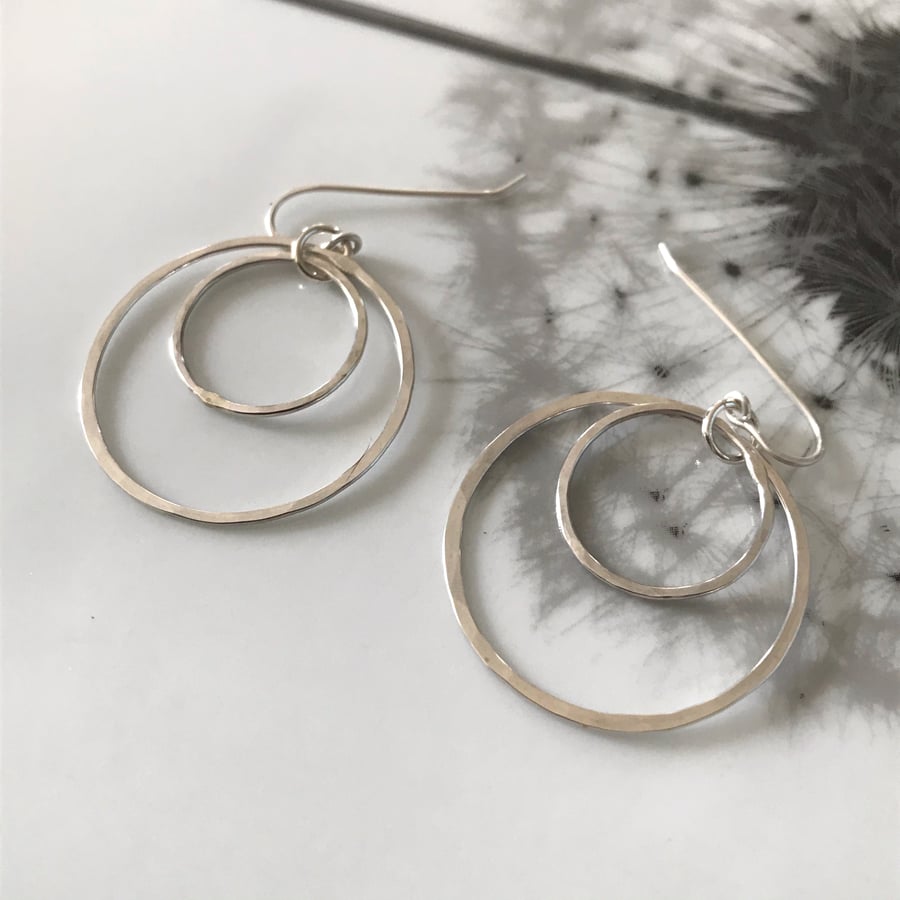 Sterling silver double hoop earrings