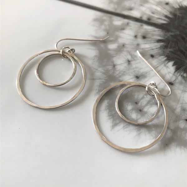 Sterling silver double hoop earrings