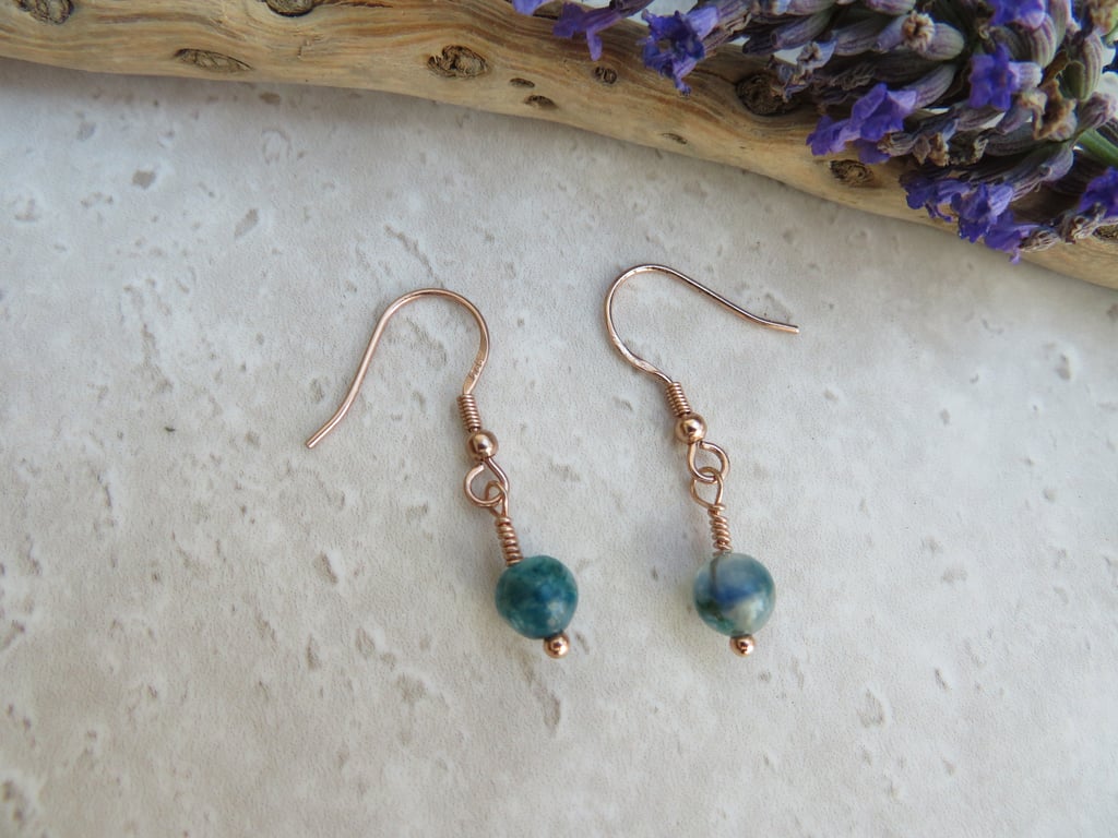 Kyanite and Rose Gold Pierced Gemstone Earrings