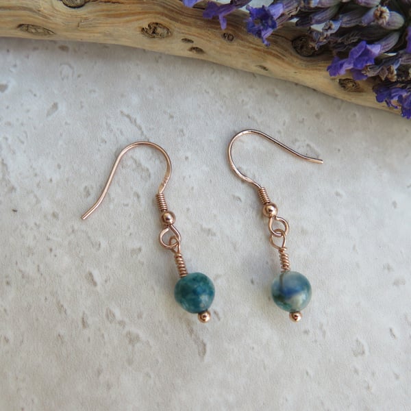 Kyanite and Rose Gold Pierced Gemstone Earrings