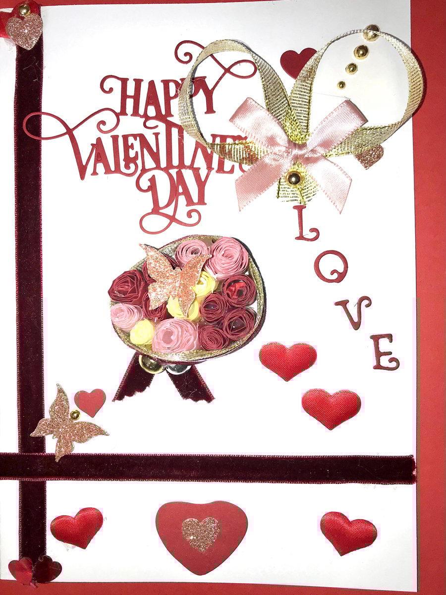 Luxury A5  Valentines Card - 3D Bouquet of Roses - Can be Personalised 