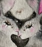 Mounted Original Miniature Watercolour Painting kissing Hares under Moon Art - Image 3