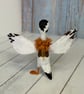 Brown White Indian Runner Duck Spun Cotton Miniature Art Doll - Image 7