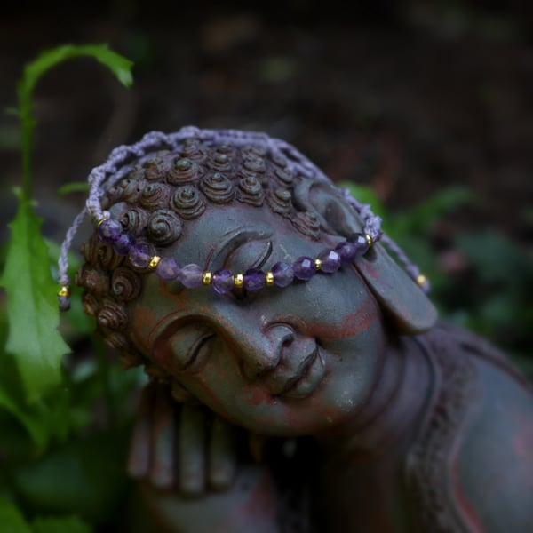 Bracelet with amethyst in mauve colour festival Boho hippie spiritual 
